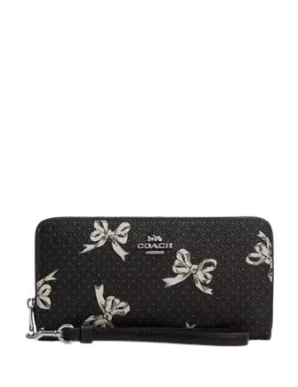 Coach Long Zip Around Wallet With Bow Print