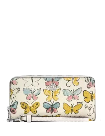 Coach Long Zip Around Wallet With Butterfly Print