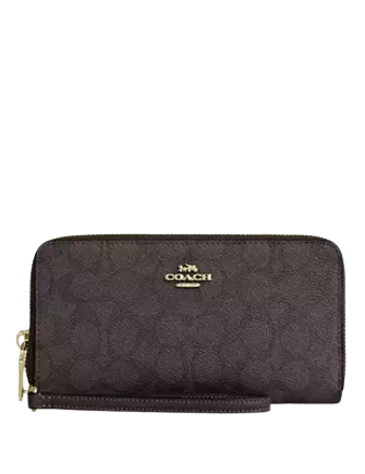 Coach Long Zip Around Wallet With Detachable Card Case In Signature Canvas