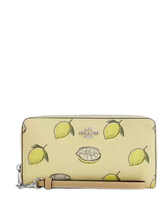 Coach Long Zip Around Wallet With Lemon Print