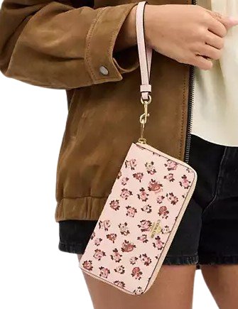 Coach Long Zip Around Wallet With Rosette Print