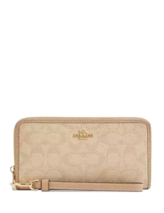 Coach Long Zip Around Wallet With Signature Canvas