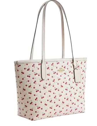 Coach Medium City Tote Bag With Cherry Print