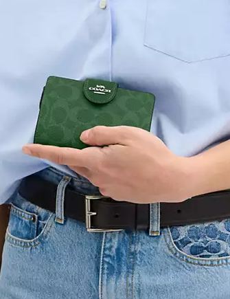 Coach Medium Corner Zip Wallet In Signature Canvas