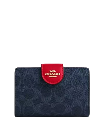 Coach Medium Corner Zip Wallet In Signature Canvas