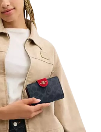 Coach Medium Corner Zip Wallet In Signature Canvas