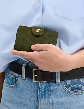 Coach Medium Corner Zip Wallet In Signature Canvas