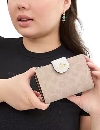 Coach Medium Corner Zip Wallet In Signature Canvas