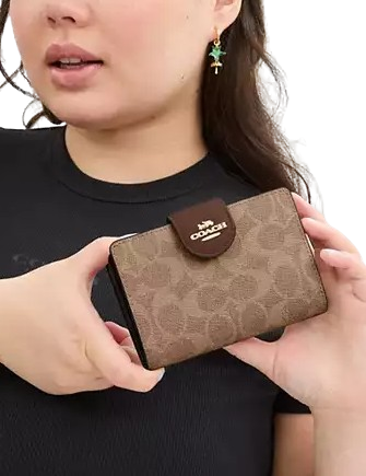 Coach Medium Corner Zip Wallet In Signature Canvas