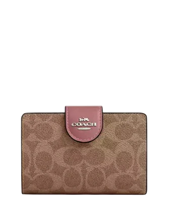Coach Medium Corner Zip Wallet In Signature Canvas
