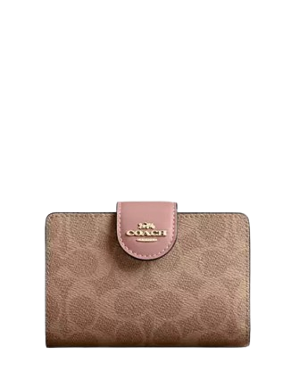 Coach Medium Corner Zip Wallet In Signature Canvas