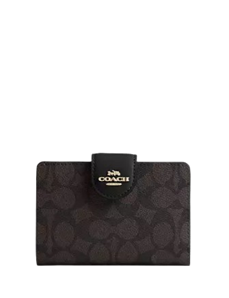 Coach Medium Corner Zip Wallet In Signature Canvas