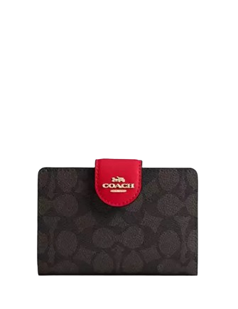 Coach Medium Corner Zip Wallet In Signature Canvas