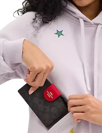 Coach Medium Corner Zip Wallet In Signature Canvas