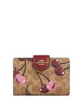 Coach Medium Corner Zip Wallet In Signature Canvas With Cherry Print