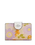 Coach Medium Corner Zip Wallet In Signature Canvas With Floral Print