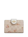 Coach Medium Corner Zip Wallet In Signature Canvas With Floral Print