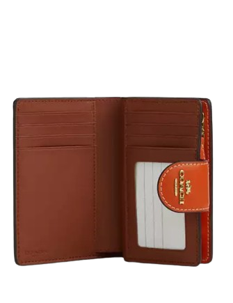 Coach Medium Corner Zip Wallet In Signature Canvas With Orange Print