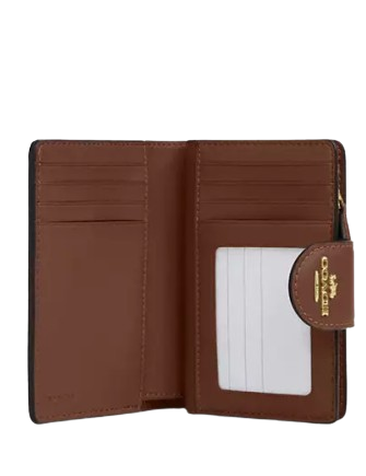 Coach Medium Corner Zip Wallet In Signature Canvas With Shell Print