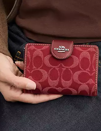 Coach Medium Corner Zip Wallet In Signature Denim