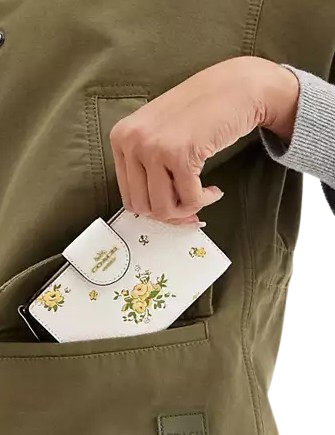 Coach Medium Corner Zip Wallet With Floral Print