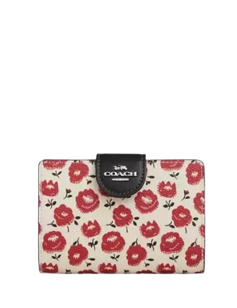 Coach Medium Corner Zip Wallet With Floral Print