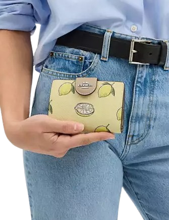 Coach Medium Corner Zip Wallet With Lemon Print