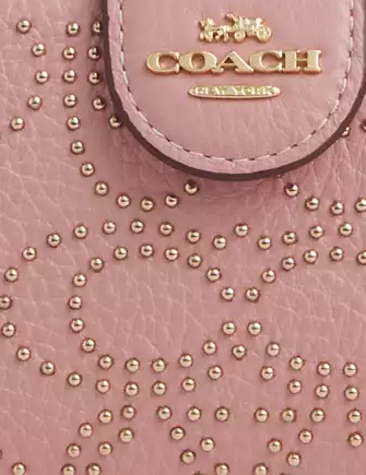 Coach Medium Corner Zip Wallet With Signature Rivets