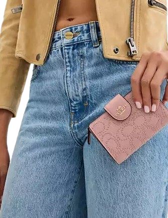 Coach Medium Corner Zip Wallet With Signature Rivets