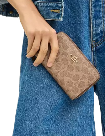 Coach Medium Id Zip Wallet In Signature Canvas