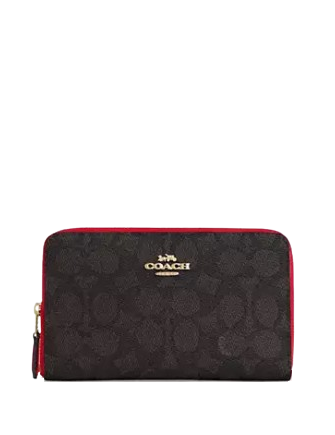 Coach Medium Id Zip Wallet In Signature Canvas