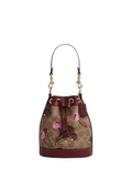 Coach Mini Bucket Bag In Signature Canvas With Cherry Print