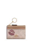 Coach Mini Id Skinny Case In Signature Canvas With Lips Print