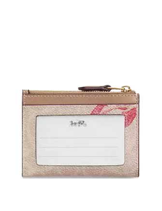 Coach Mini Id Skinny Case In Signature Canvas With Lips Print