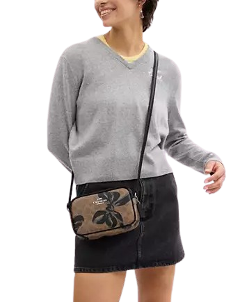 Coach Mini Jamie Camera Bag In Signature Canvas With Bow Print