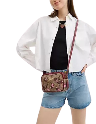 Coach Mini Jamie Camera Bag In Signature Canvas With Cherry Print