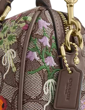 Coach Mini Rowan Crossbody Bag In Signature Jacquard With Floral Embroidery
