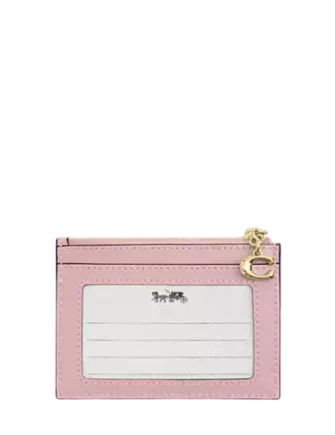 Coach Mini Skinny Id Case In Loved Denim With Quilting And Charm