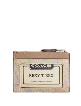 Coach Mini Skinny Id Case In Rainbow Signature Canvas