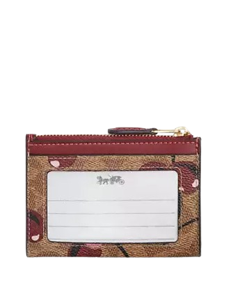 Coach Mini Skinny Id Case In Signature Canvas With Cherry Print