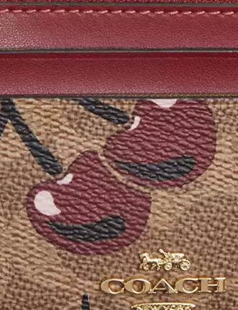 Coach Mini Skinny Id Case In Signature Canvas With Cherry Print