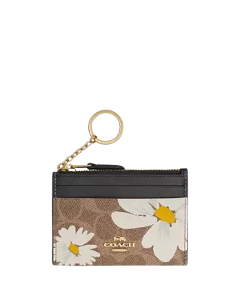 Coach Mini Skinny Id Case In Signature Canvas With Floral Print