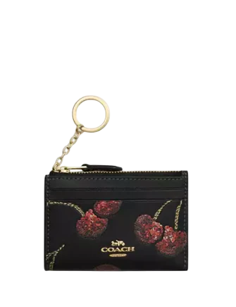 Coach Mini Skinny Id Case With Cherry Print