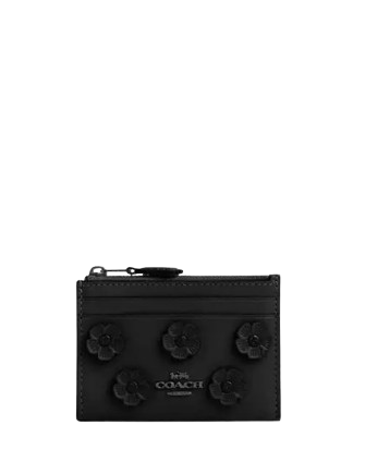 Coach Mini Skinny Id Case With Floral Applique