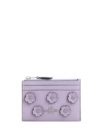 Coach Mini Skinny Id Case With Floral Applique