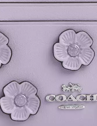 Coach Mini Skinny Id Case With Floral Applique