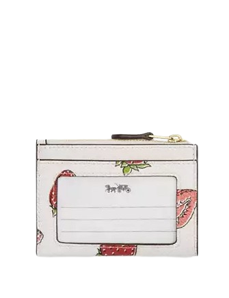 Coach Mini Skinny Id Case With Strawberry Print