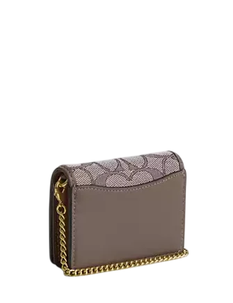 Coah Mini Wallet On A Chain In Signature Jacquard With Floral Embroidery