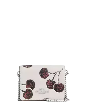 Coach Mini Wallet On A Chain With Cherry Print