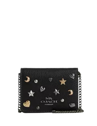Coach Mini Wallet On A Chain With Rivets